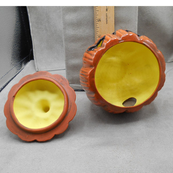 Vintage Jack O'Lantern Halloween Pumpkin 5" Round 5.5" Tall w/Hole for Light - Picture 8 of 10